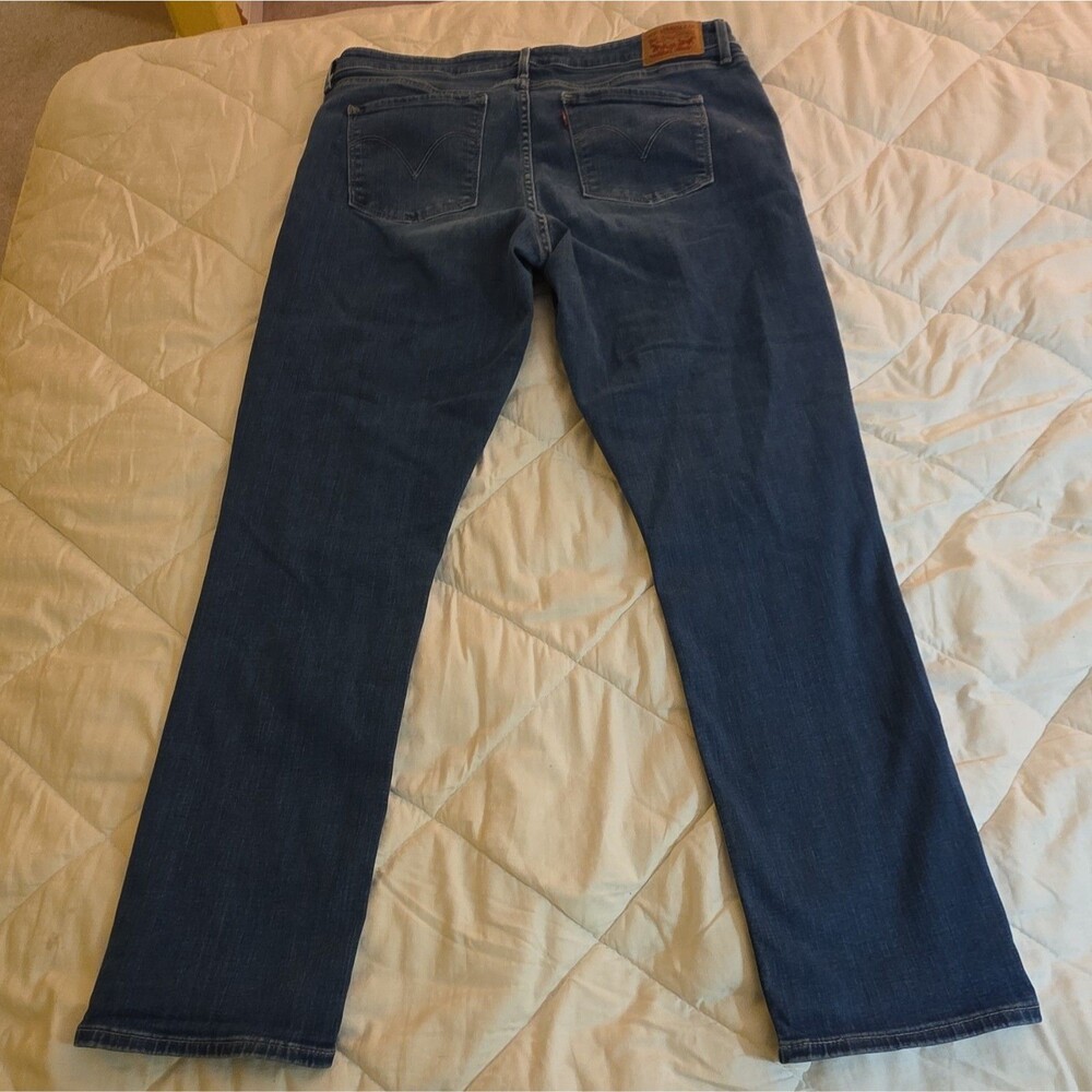 Levi's Womens Skinny Jeans - Blue Solid Medium Wash Mid Rise 5-Pocket Button - Picture 5 of 11